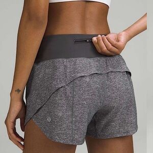 Lululemon Speed Up Mid-Rise Lined Short 4" Heather Black Grey 2.5 inseam size 6